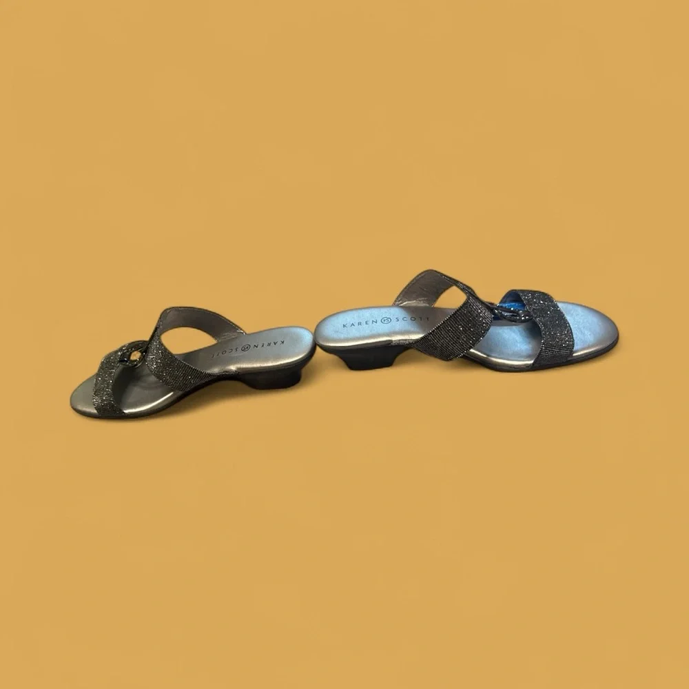 Karen Scott Black Sparkle Sandals - Picture 2 of 3